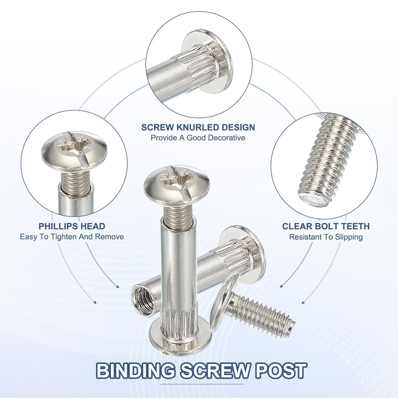 [Australia - AusPower] - PATIKIL Binding Screw Posts, 20 Set Screw Posts Fit for 5/16"(8mm) Hole Dia Female M8 x 35mm Carbon Steel Binding Bolts Nut for Leather Scrapbook DIY 