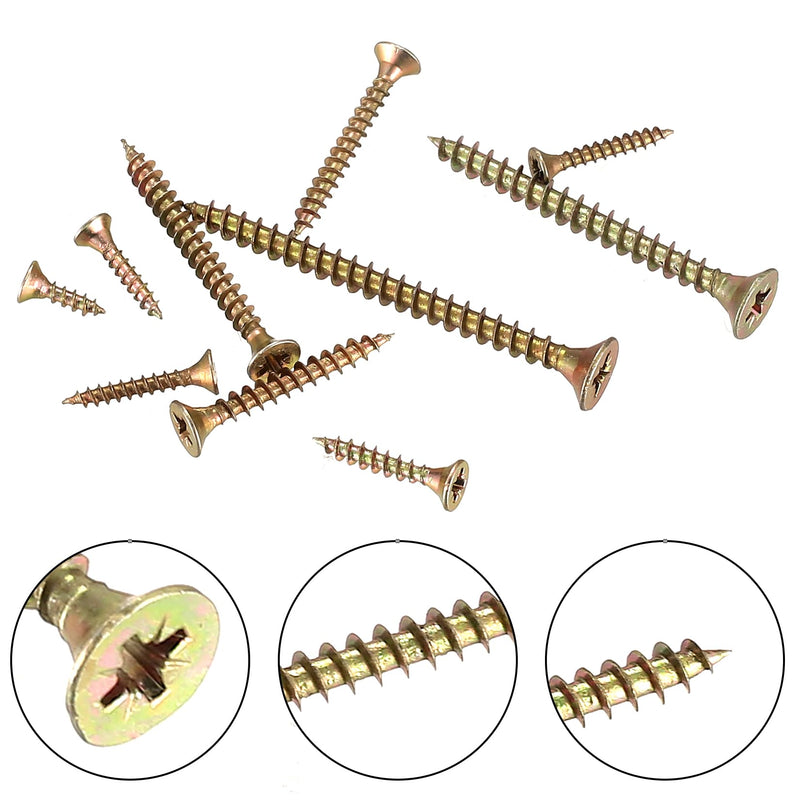 310 Pcs Wood Screws Assortment Kit, Flat Head Self Tapping Wood Screws, Drywall Cabinet Screws Fasteners with Bugle Head for Drywall, Ceiling, Wood - M3/M3.5/M4/M5 (310) 310