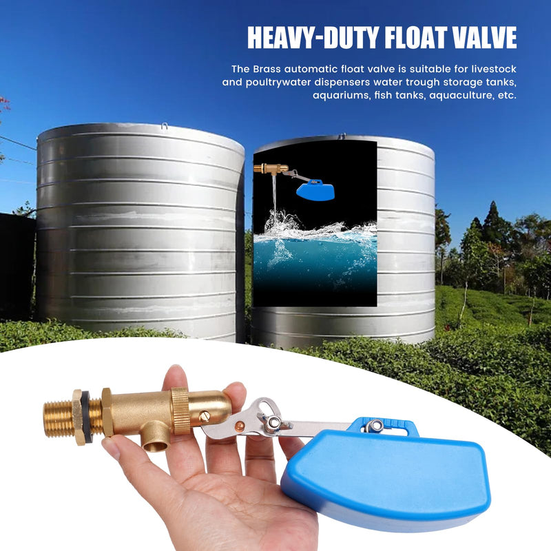 1/2 Inch Brass Float Valve for Water Tank with Hose Auto Shut Off Pool Fill Valve Automatic Fill Float Ball Valve for Stock Fountains Livestock Waterer Troughs (1/2 Inch Float Valve, 2) 1/2 Inch Float Valve