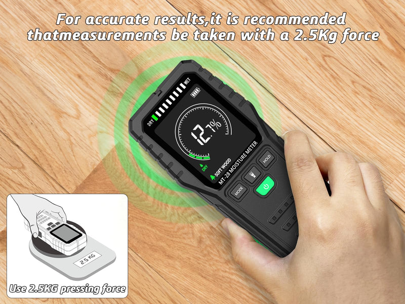 RDINSCOS Moisture Meter detects Moisture from leaks, Flooding, or high Humidity in basements, bathrooms, Kitchens and Drywall Color-MT28C