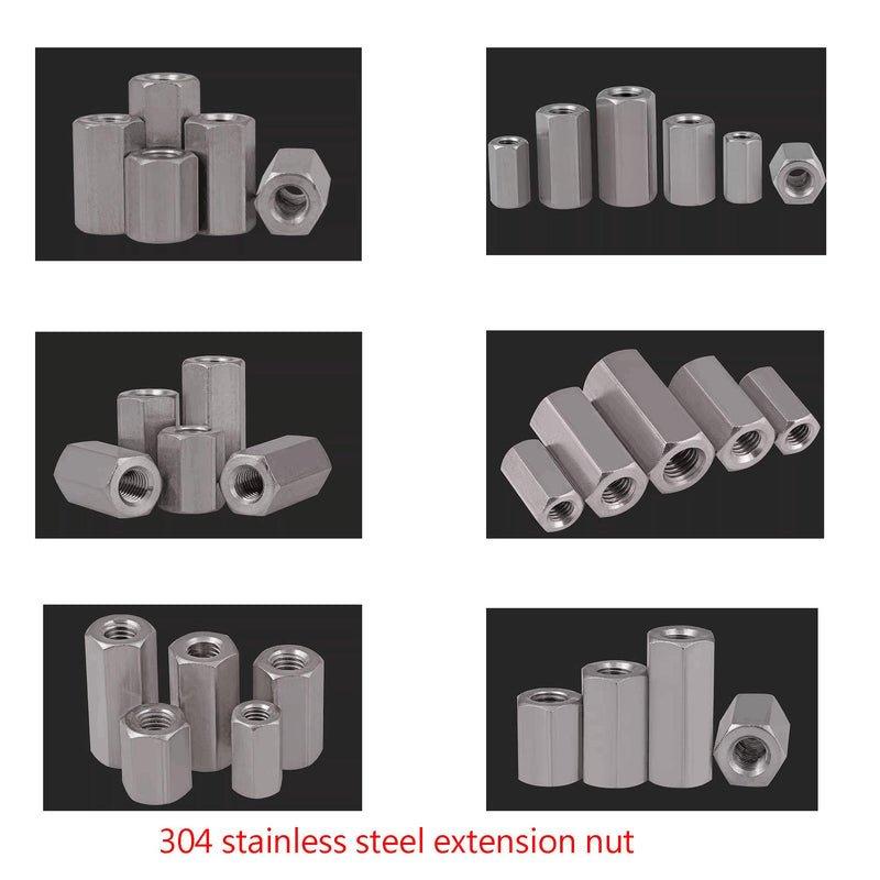 [Australia - AusPower] - 5PCS M5 X 0.8-Pitch 10mm Length 304 Stainless Steel Metric Hex Coupling Nut 
