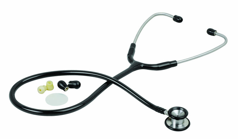 [Australia - AusPower] - Veridian Healthcare | Pinnacle Series Pediatric Stethoscope | Stainless Steel Chestpiece | Non-Chill Rings | Latex-Free | Complete Accessory Set | Black 
