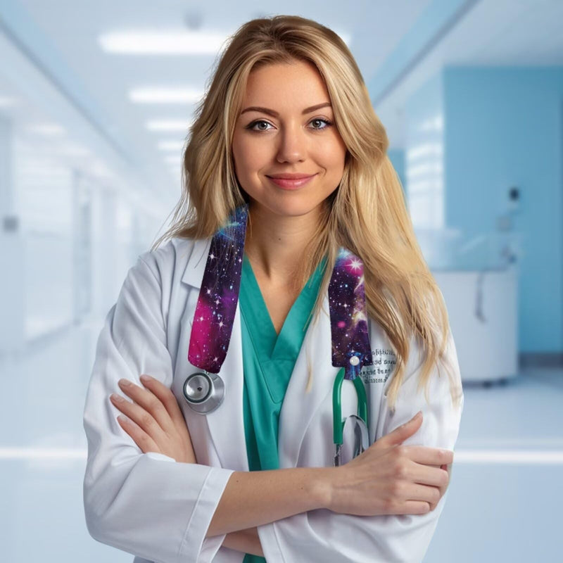 [Australia - AusPower] - Babrukda Purple Galaxy Stethoscope Covers for Nurses Doctors Stethoscope Accessories Stretchy Stethophone Cover Scrunchie with Elastic Bottom Snaps Universal 1 Pack 