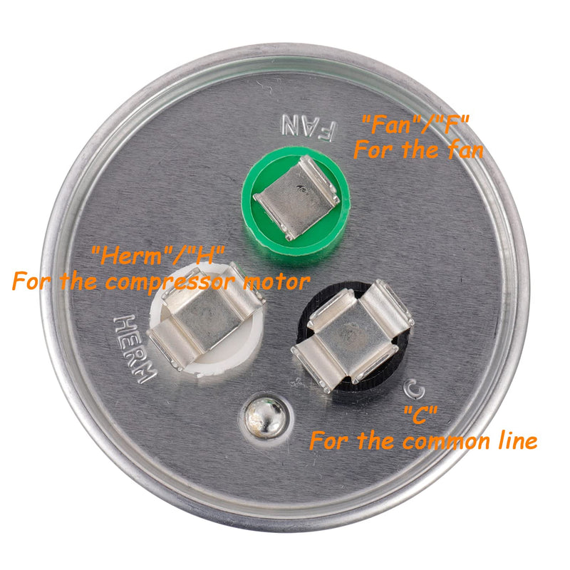 [Australia - AusPower] - 40+5 uF ±6% 40/5 MFD 370/440 VAC CBB65 Dual Run Start Round Capacitor for Condenser Straight Cool or Heat Pump Air Conditioner or AC Motor and Fan Starting 40/5 UF 