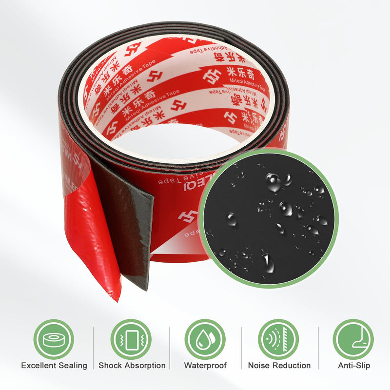 PATIKIL Neoprene Rubber Strips 2" Wide x 1/16" Thick x 3.3FT Long, 2Pcs Self Adhesive Solid Rubber Sheet for Shock Absorption Gasket DIY Crafts Sealing Weather Striping, Black 2" x 1/16" x 3.3FT