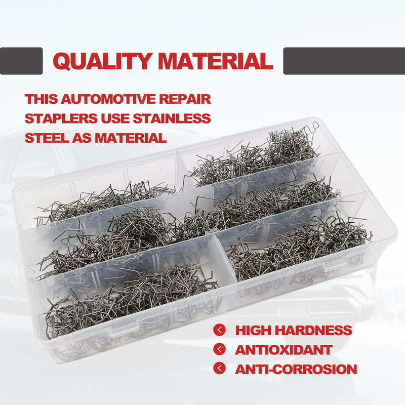 [Australia - AusPower] - 1200 Plastic Welder Staples - 6 Types Hot and Wave Staples for Car Bumper Repair, Architectural Modeling, and Plastic Craft Welding Supplies 