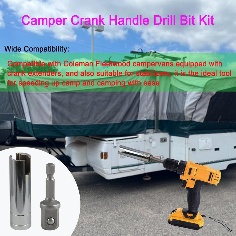 [Australia - AusPower] - Camper Crank Handle Kit/Trailer Crank Handle Fits for Fits Coleman Fleetwood POP UP Replacement 3/8 Socket, Chrome, RCKIM00146 