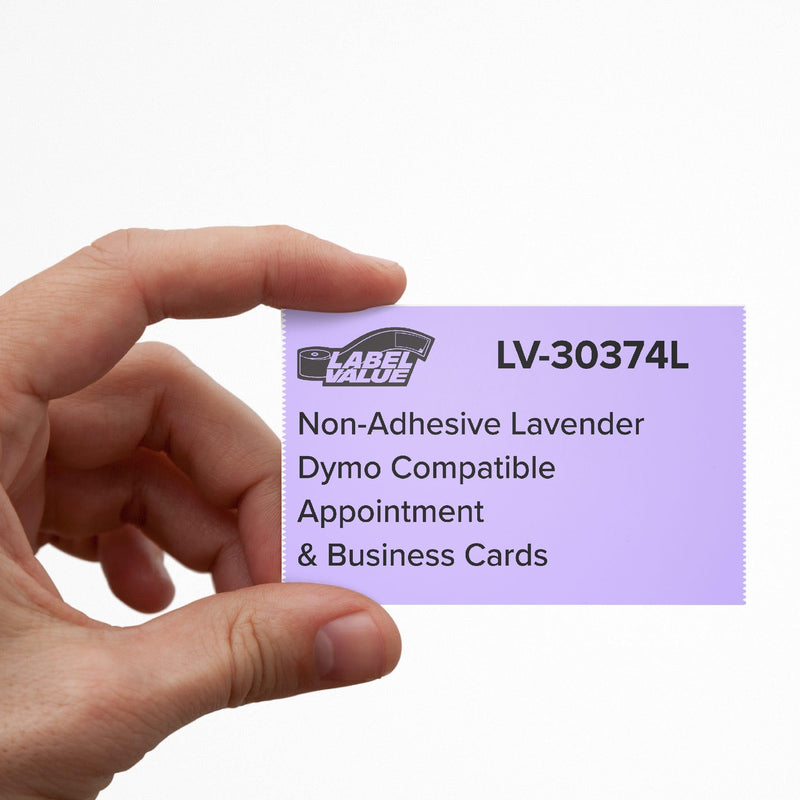 Dymo LV-30374 Compatible Lavender Appointment Cards, 2" x 3-1/2", 300 Non-Adhesive Direct Thermal Cards per Roll – Works with Dymo LabelWriter 450 Series and Earlier | LabelValue