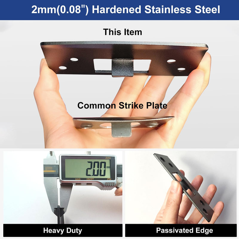 Oversized Door Strike Plates 2 Pack, Heavy Duty Version, Extra Large Striker Plate, Reinforced Enlarged Strike with Large Hole, Fix Door Won't Latch in, Extended to Cover Worn Slot Satin Nickel