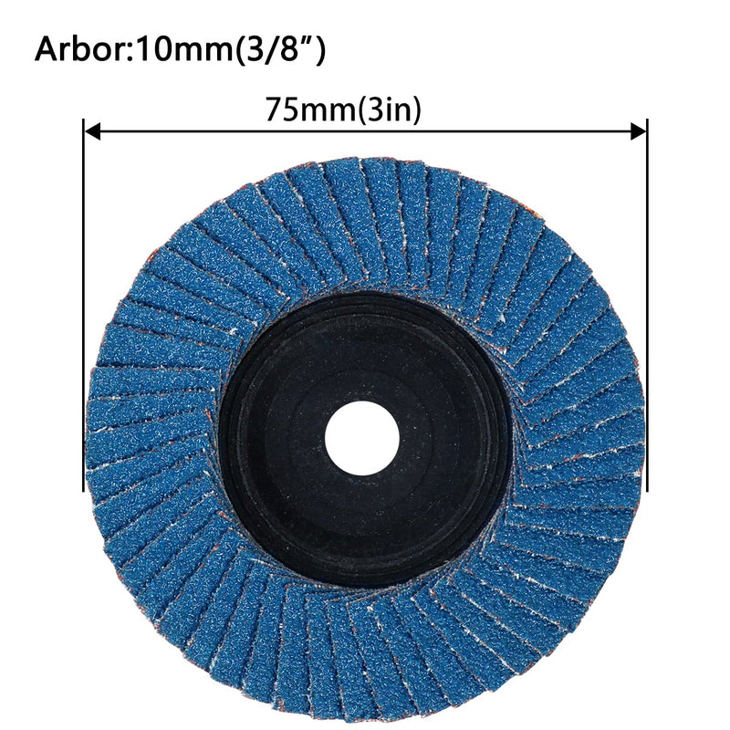 [Australia - AusPower] - 3 x 3/8 Inch Flap Disc for Angle Grinder, 80 Grit Flap Wheel for General Purpose Metal & Stainless Steel, Type 27 Grinding Wheel, 10PACK 