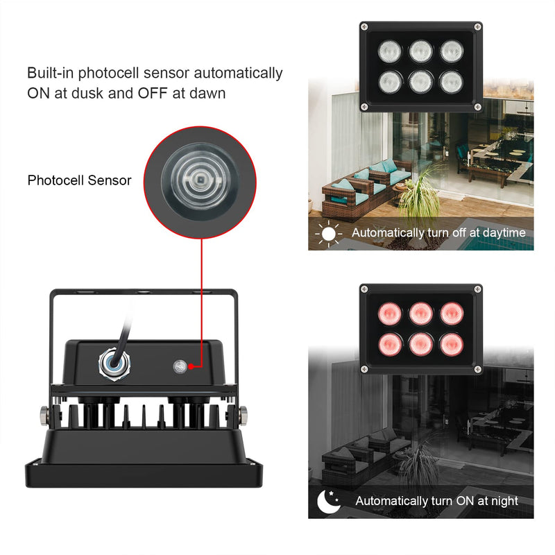 [Australia - AusPower] - Univivi Infrared Illuminator, 850nm 6 LEDs 90 Degree Wide Angle IR Illuminator for Night Vision, Waterproof LED Infrared Light for CCTV Security Camera, with Power Adapter, Black Black-6W 