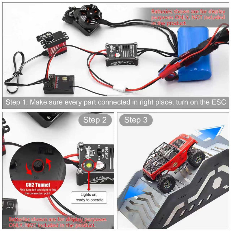 GOUPRC 2204 2400KV Brushless Outrunner Motor with Clean Mount & 30A Brushless ESC Combo Kit for SCX24 Axial 1/24 Remote Control Crawler Truck Car Motor+30A ESC+Clean Mount