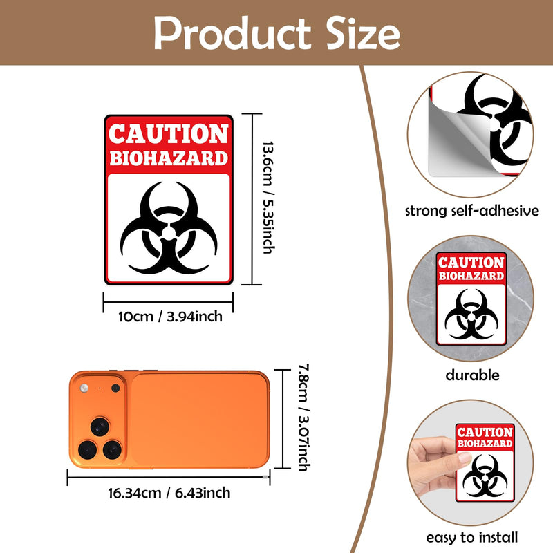 10PCS Biohazard Stickers Sign Decals Biohazard Warning Sign for Labs Self-Adhesive Vinyl Toxic Waste Sticker for Labs Hospitals Factories and Industrial Use Warning Stickers for Lab 4 X 5.4 In