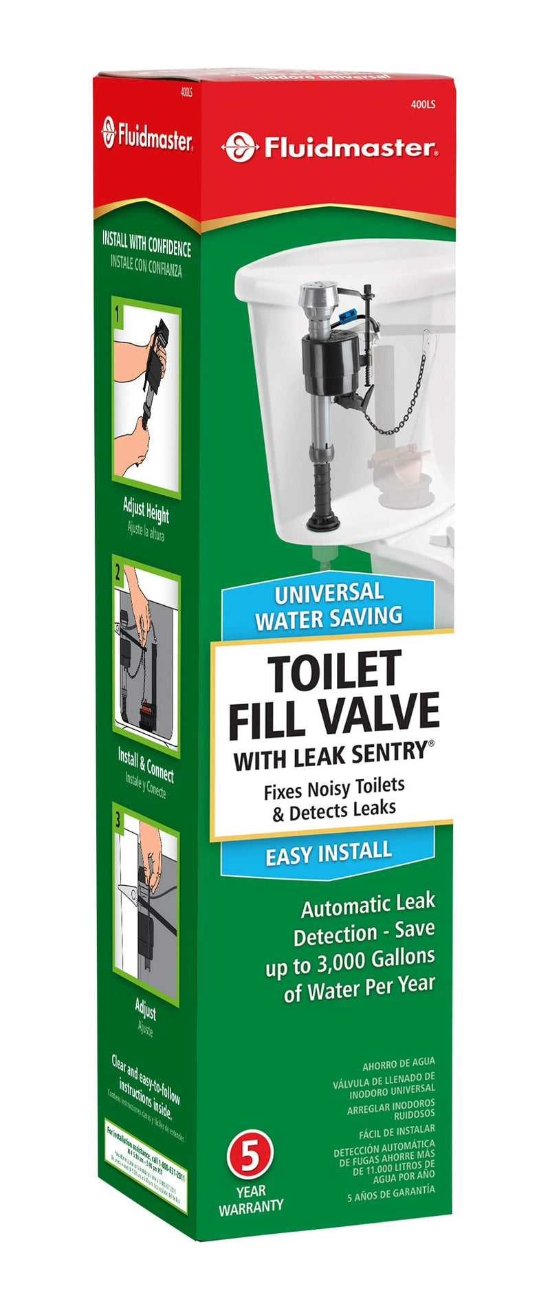Fluidmaster 400LS Leak Sentry Pro Fill Valve , Black Pack of 1