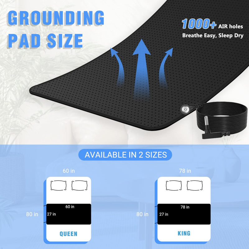 [Australia - AusPower] - Grounding Mat for Bed King Queen Grounding Mattress Pad PU Leather Material with Grounding Cord and Test Pen Earthing Mat for Improved Sleep and Pain Relief (King: 76 * 27") 