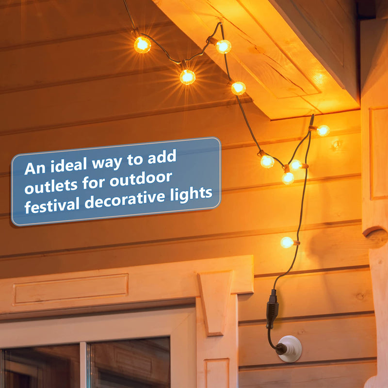 [Australia - AusPower] - Feekoon 3 Outlet Light Socket Adapter, Convert E26/E27 Bulb Socket to 3 Prong Outlet with Extension Cord, Flexible Light Socket Converter Suitable for Indoor Outdoor Porch Garage Patio Use (Black) Black 