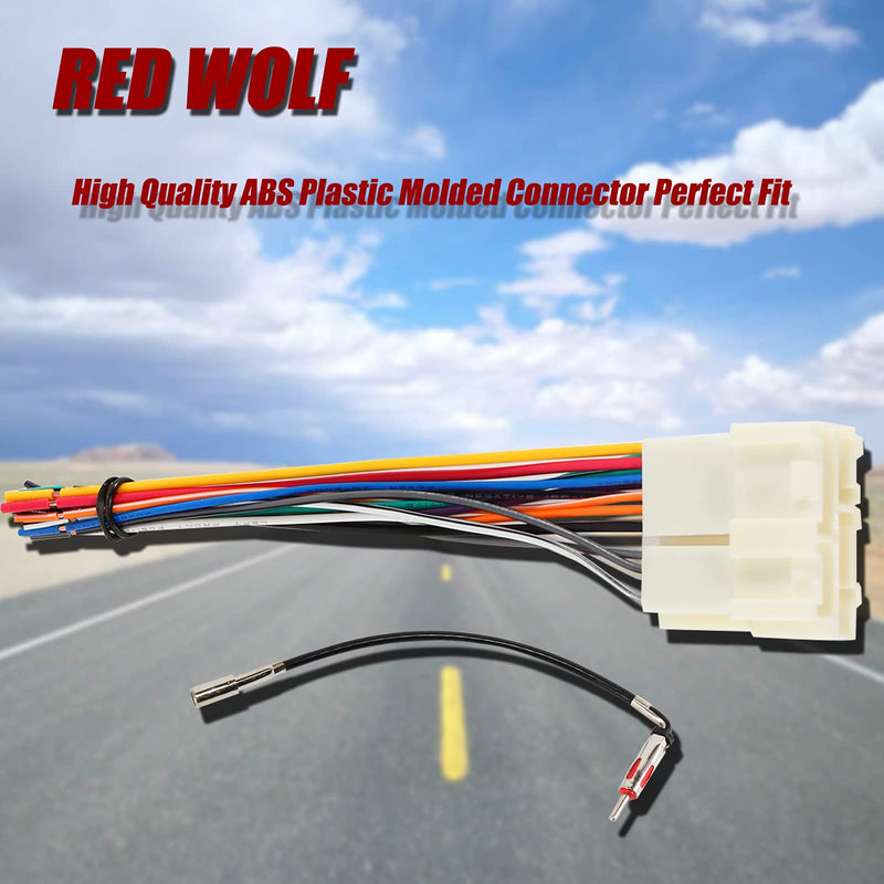 [Australia - AusPower] - RED WOLF Radio Wiring Harness with Antenna Adapter Plug for 1989-2002 Chevy GMC Buick Cadillac Aftermarket Stereo Install Connector Kit Radio harness+ GM10 antenna adapter 