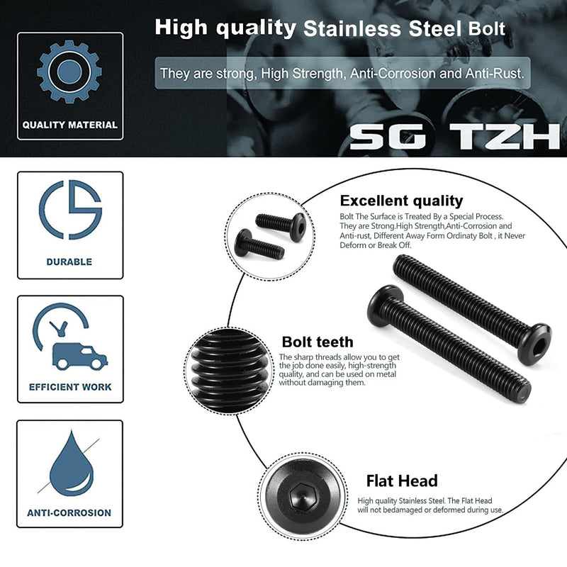 [Australia - AusPower] - M6 x 20mm 20Pcs Flat Head Hex Socket Cap Screws Bolts, 304 Stainless Steel 18-8, Full Thread, Black Oxide by SG TZH (with Hex Spanner) 20 M6 x 20mm 