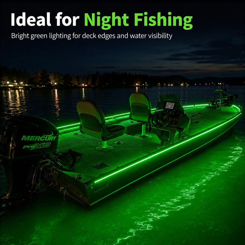 Seaponer Marine Led Strip Lights, Pontoon Light Strip for Jon Bass Boat Sailboat Kayak, Marine Led Lights for Boats Deck Light Light Courtesy Interior Lights Fishing Night, 12v, 10m(32.8ft) (Green) Green