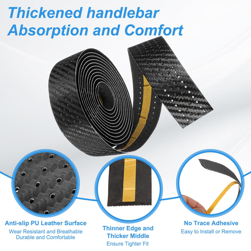 PATIKIL PU EVA Bike Handlebar Tape, 1 Pair Soft Bicycle Bar Tape Anti-Slip One Size with End Plugs for Road Cycling Folding, Black