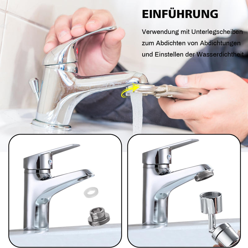 Tap Adapter M16 to M22-2 Pieces, Thread Adapter for Male Thread M16 and M22, Suitable for Kitchen Taps, Water Savers, Water Cleaners, Hose Connections (Silver, M16-M22) Silvery