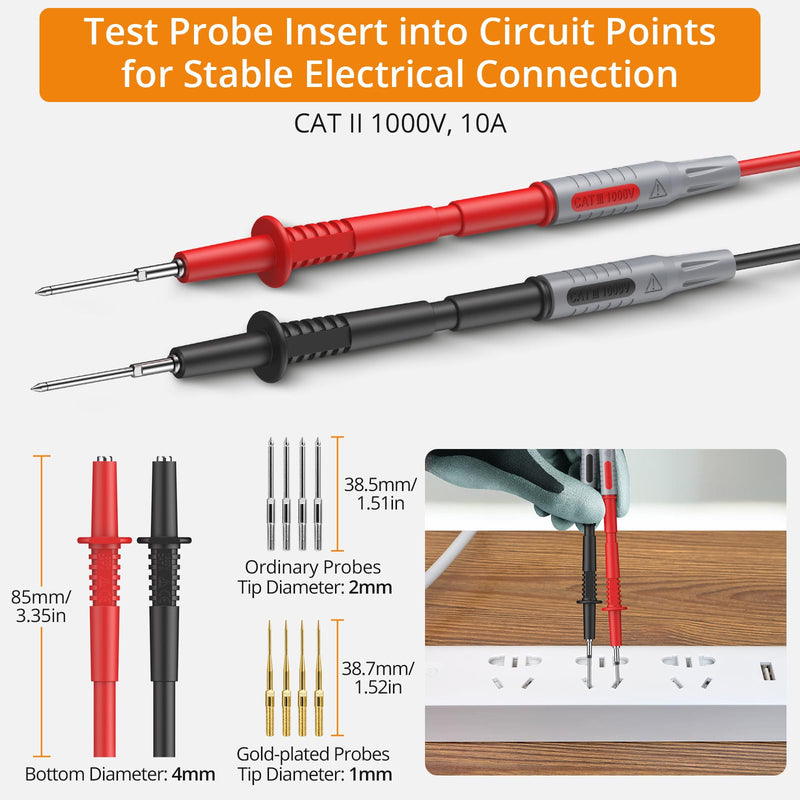 [Australia - AusPower] - Neoteck Automotive Diagnostic Kit: Auto Ranging Digital Multimeter & 17PCS Wire Piercing Test Leads with Continuity, Diode Test, Gold-Plated Probes, 4mm Plugs 