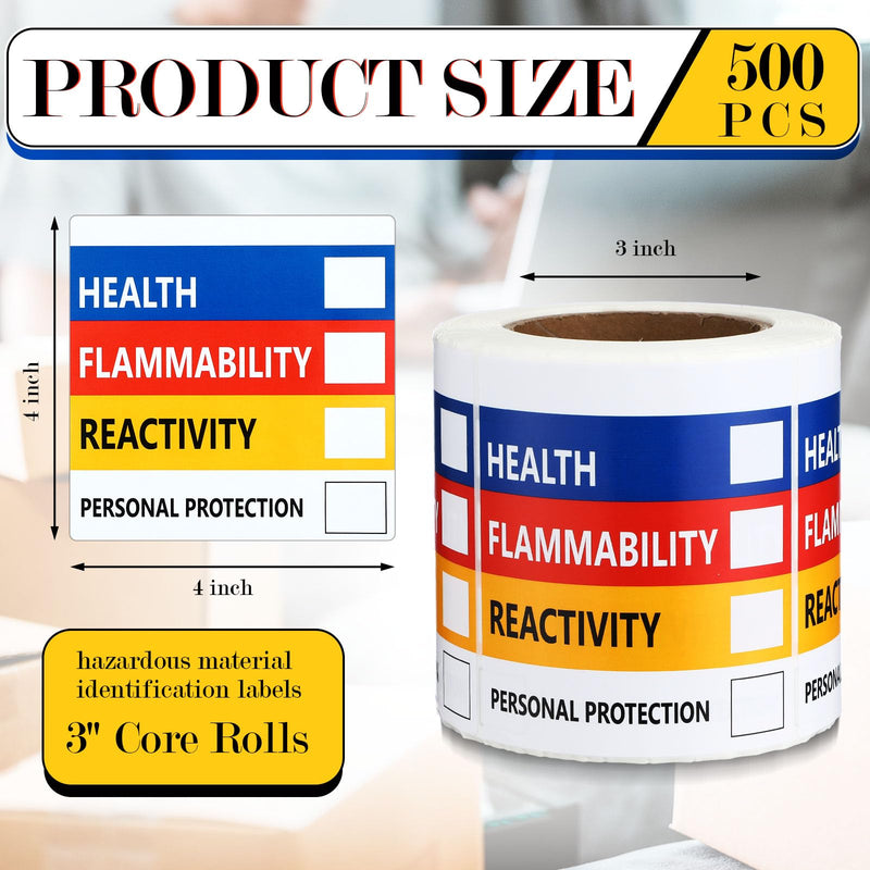 500 Pcs SDS Stickers for Chemical Safety Data, Hazardous Material Identification Label, 4" x 4" for Chemical Identifying Hazards Decals Himg Write in Labels 4" x 4"