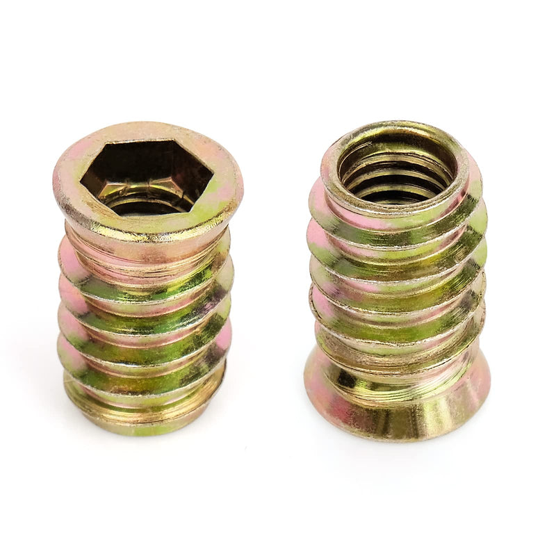 [Australia - AusPower] - 40Pcs 3/8"-16 x 25mm Threaded Inserts for Wood Furniture Screw in Nut Inserts 3/8-16 Threaded Bolt Fastener Connector Hex Socket Drive for Wood Furniture Assortment (with Hex Spanner) 
