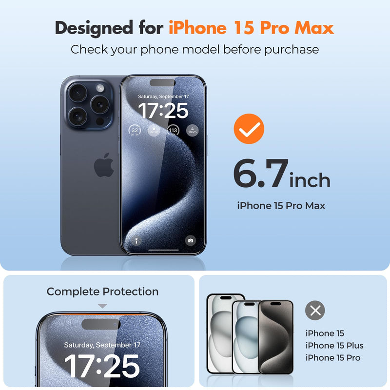 [Australia - AusPower] - UNBREAKcable Shatterproof Tempered Glass Screen Protector for iPhone 15 Pro Max [3-Pack][Easy Installation Frame] [9H Hardness] [99.99% HD Clear] [Bubble Free] for Apple 6.7” iPhone 15 Pro Max-6.7 Inch 