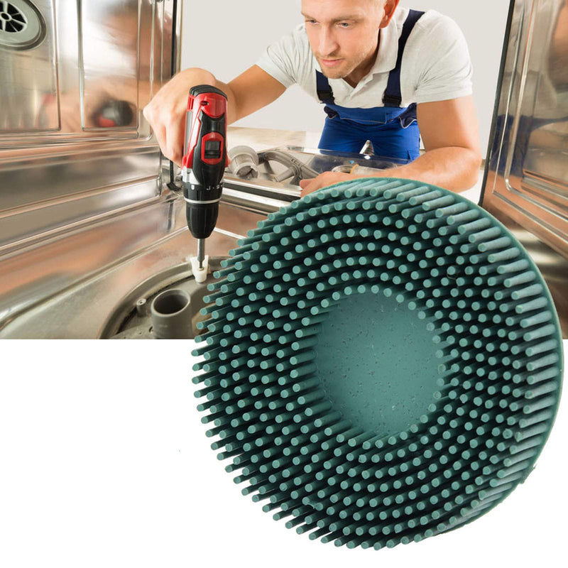 [Australia - AusPower] - Bristle Polishing Brush, 3 Inch Bristle Disc, Emery Rubber Grinding Brush, Deburring Polishing Sanding Disc for Fine Metal Bristle Discs (Green) Green 