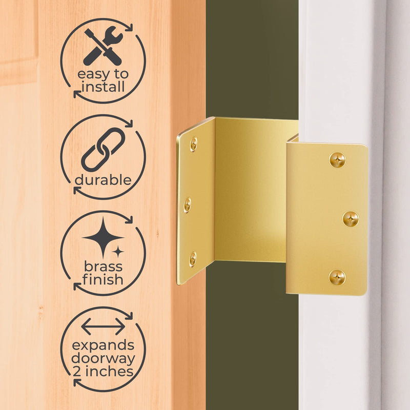 Handicap Brass Expandable Door Hinges - Offset Hinges for Doors - 2 Pack 2 Count (Pack of 1)