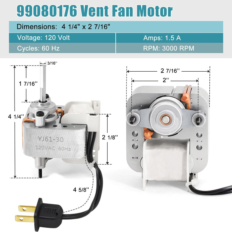 Criditpid 99080176 Vent Fan Motor Replacement for Broan NuTone 505, 505-B, 505-A, 507, 507-C, 505MG-A, 507MG, 503-A Bathroom Exhaust Fan, S99080176 Ventilation Fan Motor 1.5 AMP, 3000 RPM, 120 Volts 99080176 Motor