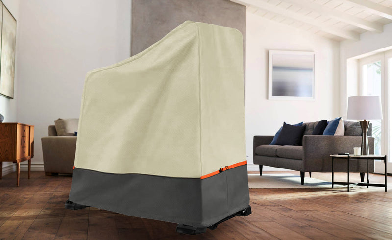 Exercise Bike Cover Waterproof – Heavy Duty Oxford Indoor/Outdoor Stationary Bike Protector, Beige Grey Two-Tone Design, Dustproof Fit for Upright & Spin Bikes up to 48.8"L x 22.8"W x 46"H