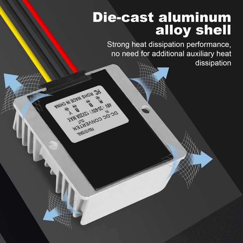 DC-DC Step-Down Converter, 36V 48V 60V to 12V Voltage Converter, Voltage Reducer Converter, Waterproof Power Supply Module Transformer, Voltage Limiter Adapter 20V-60V to 12V 20A