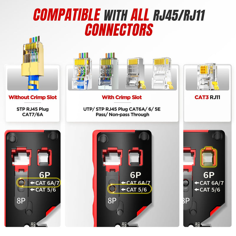 [Australia - AusPower] - AMPCOM Pass Through RJ45 Crimp Tool 1PC and LAN & TEL Continuity Test Tool 1 PC for CAT5E/6/6A/7/8 UTP & STP 