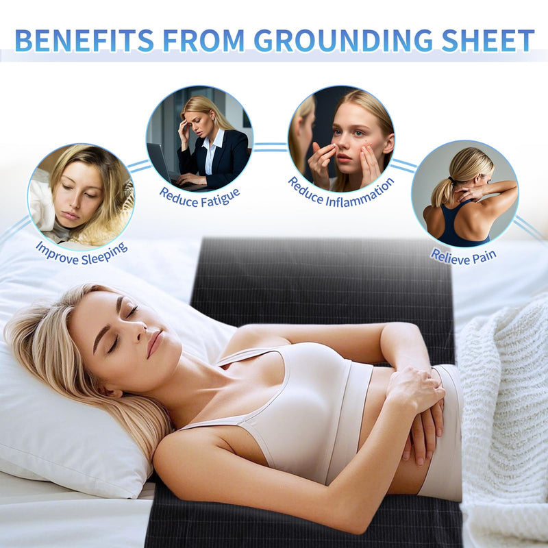 [Australia - AusPower] - Grounding Sheet for Bed, Grounding Half Sheet Fits All Bed Sizes, Organic Cotton and Silver Fiber, Indoor Grounding Sheets for Full Body Balance & Wellness Support (24 x104inch) (Black) 