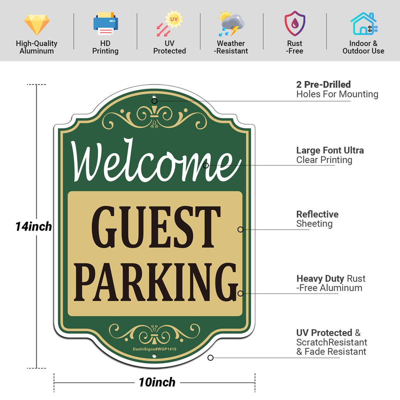 2 Pack Welcome Guest Parking Signs, 14"x10" Customer/Visitor Parking Only Sign, Rust Free Aluminum Guest Parking Only Sign, Fade/Weather Resistant, UV Protected, Indoor/Outdoor Use, Easy to Mount