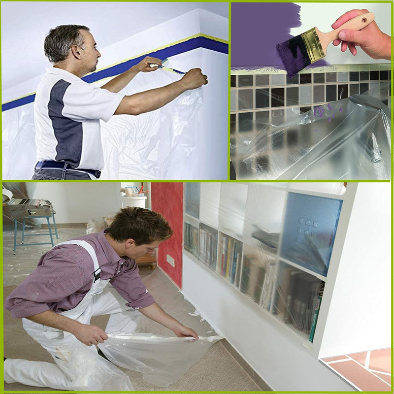 Tape and Drape Painters Tape and Plastic Film - 55in x 65ft Roll for Cars, Auto Body, Skirting and Frames 1 55 inch x 65 feet