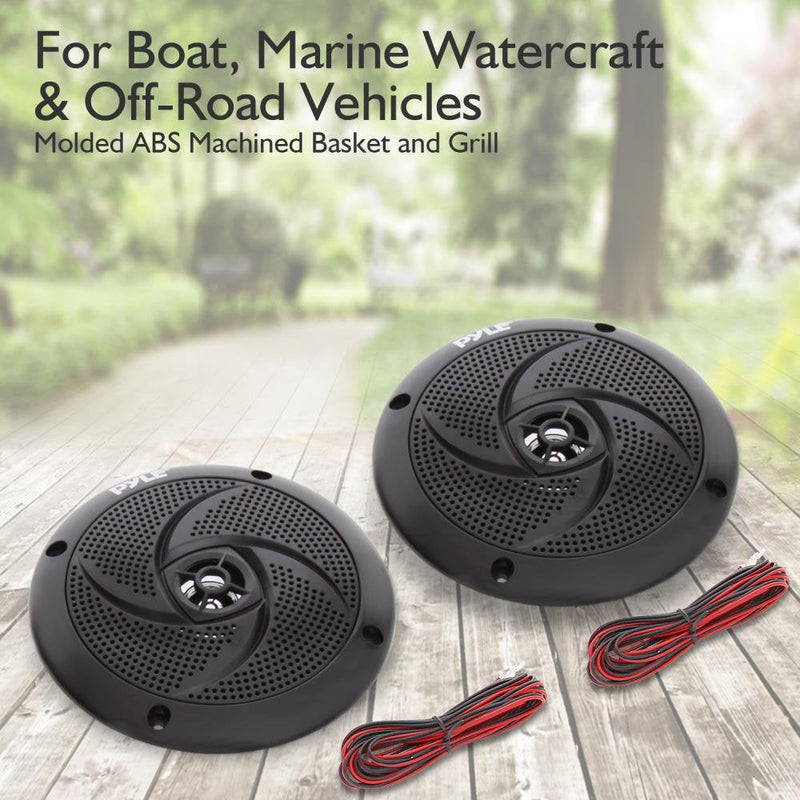 Pyle Marine Speakers - 4 Inch 2 Way Waterproof and Weather Resistant Outdoor Audio Stereo Sound System with 100 Watt Power and Low Profile Slim Style Design - 1 Pair - PLMRS4B (Black) 4.0" inch Speakers