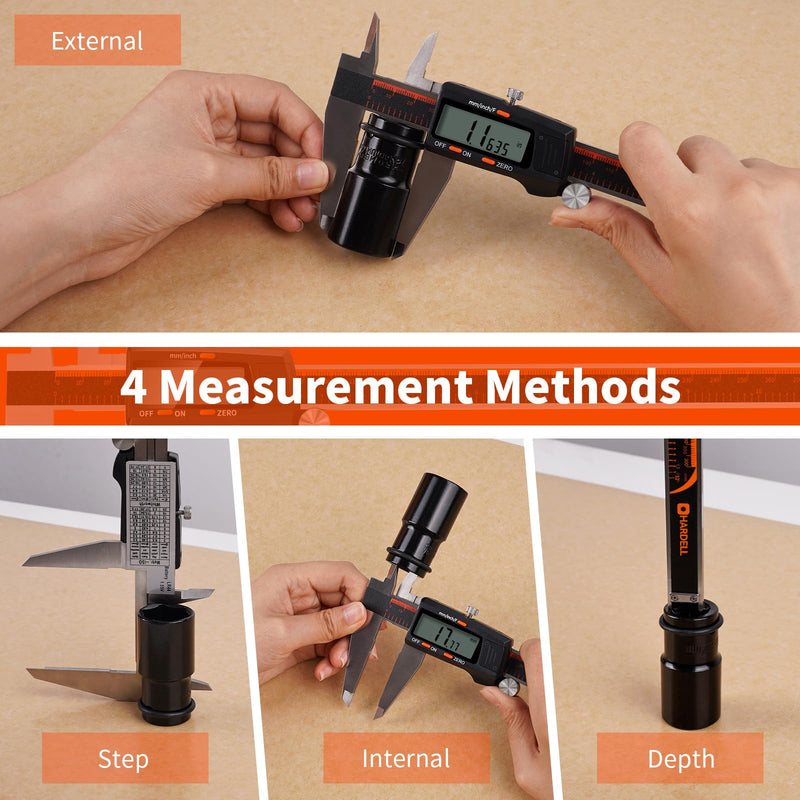 [Australia - AusPower] - Digital Caliper 12 Inch,HARDELL Caliper Measuring Tool with Large LCD Screen,Electronic Digital Vernier Caliper Auto-Off Feature,Inch/MM/Fraction,Digital Ruler for 3D Printing/Jewelers/Woodworkers 