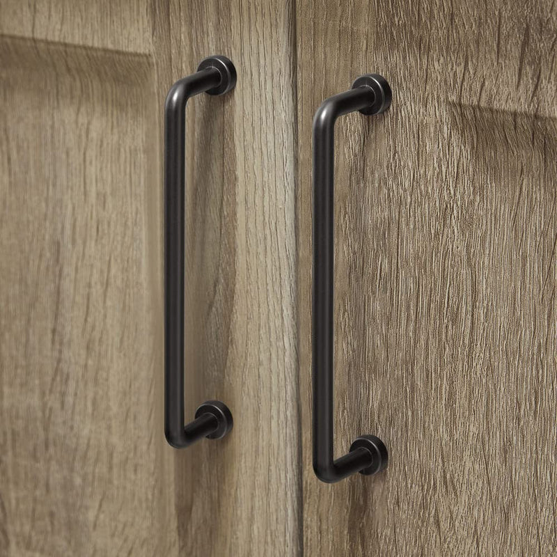 Goo-Ki 6 Pack 5" Center to Center Matte Black Modern Cabinet Pulls Solid Contemporary Home Improvement Hardware Drawer Pulls Zinc Alloy Kitchen Handles 5'' Center to Center