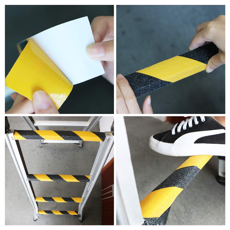 Anti Slip Safety Grip Tape 2 Inch x 60 Foot, Non Skid Tread for Stairs, Steps, Floors, Caution Dangerous Zones, Indoor and Outdoor Use (Yellow and Black) 2 Inch x 60 Ft