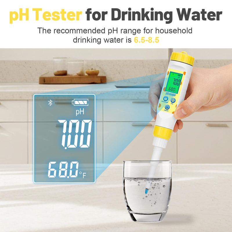 [Australia - AusPower] - Digital pH Meter for Food Fermentation and Canning, Smart Food pH Tester with High Accuracy Spear Probe for Sourdough, Salsa and Hot Sauces, pH Test Pen with ATC for Solid and Liquid 