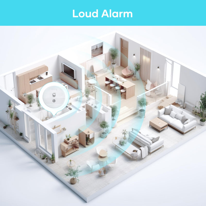 [Australia - AusPower] - Water Leak Detector 4 Packs, Lound Sound Sensor Alarm, Home Water Flooding Monitor Sink Overflow Monitoring Wet Moisture Alert Pipe Leakage Drip Detection Warning for Basement, Laundry, Bathroom 4pcs Water Leak Detector 