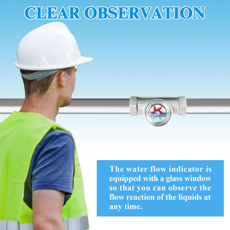 [Australia - AusPower] - 1" NPT Water Flow Indicator Flow Meter Indicator with Tape Stainless Flowmeter for Water Oil Gas 