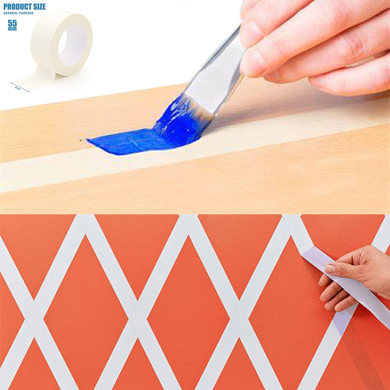 [Australia - AusPower] - Wide Masking Tape, Beige White Painters Tape, General Purpose Adhesive Tape for Home Wall Painting, Building, School Stationery, Labeling, Edge Finishing, 2 Inches x 55 Yards 