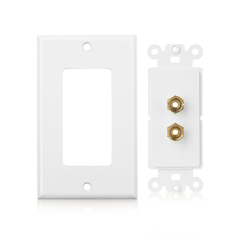 [Australia - AusPower] - Cable Matters 2-Pack Speaker Wire Wall Plate, Gold Plated Speaker Wall Plate, Banana Plug Wall Plate for 1 Speaker, White 1-Speaker 