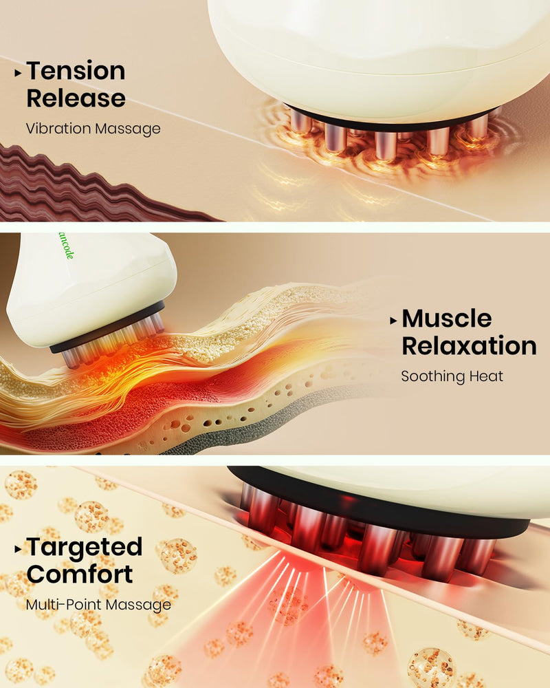 [Australia - AusPower] - Lymphatic Drainage Massager & Handheld Body Sculpting Machine for Legs, Arms, Belly & Body Massage, Anti Cellulite Massage Tool with Red-Light, 9-Level Heat & Vibration for Relaxation 