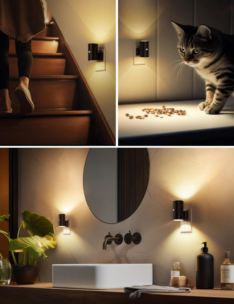 [Australia - AusPower] - L LOHAS LED Motion Sensor Night Light Plug in, Motion Activated Night Light, 0-100LM Dimmable, 3000K Soft White, Motion Sensor Light Indoor for Bathroom Hallway Bedroom Stairway Kids Elderly, 2 Pack 
