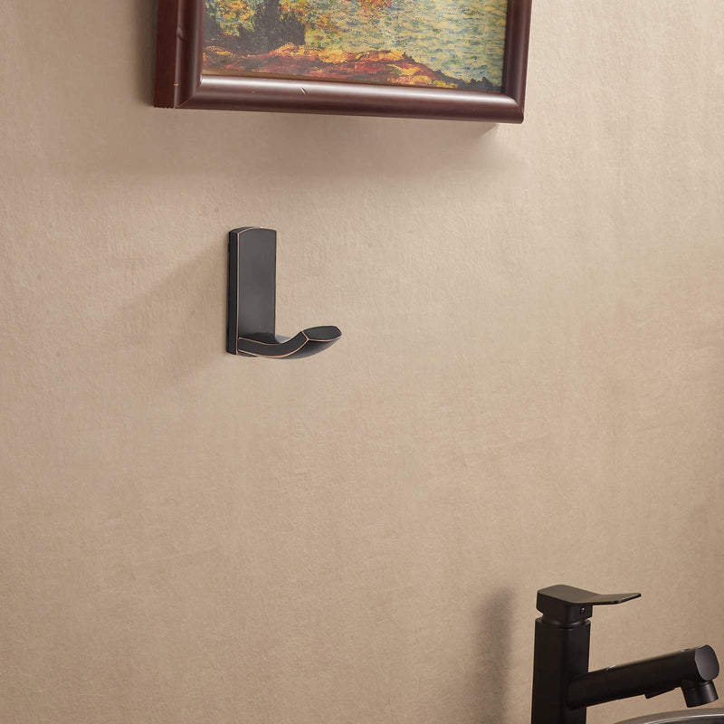 BigBig Home Oil Rubbed Bronze Towel Hooks, Bathroom Hand Coat Hook Wall Mount Antique Brass Robe Hooks Clothes Hanger 2 Pack Oil Rubbed Bronze Finish